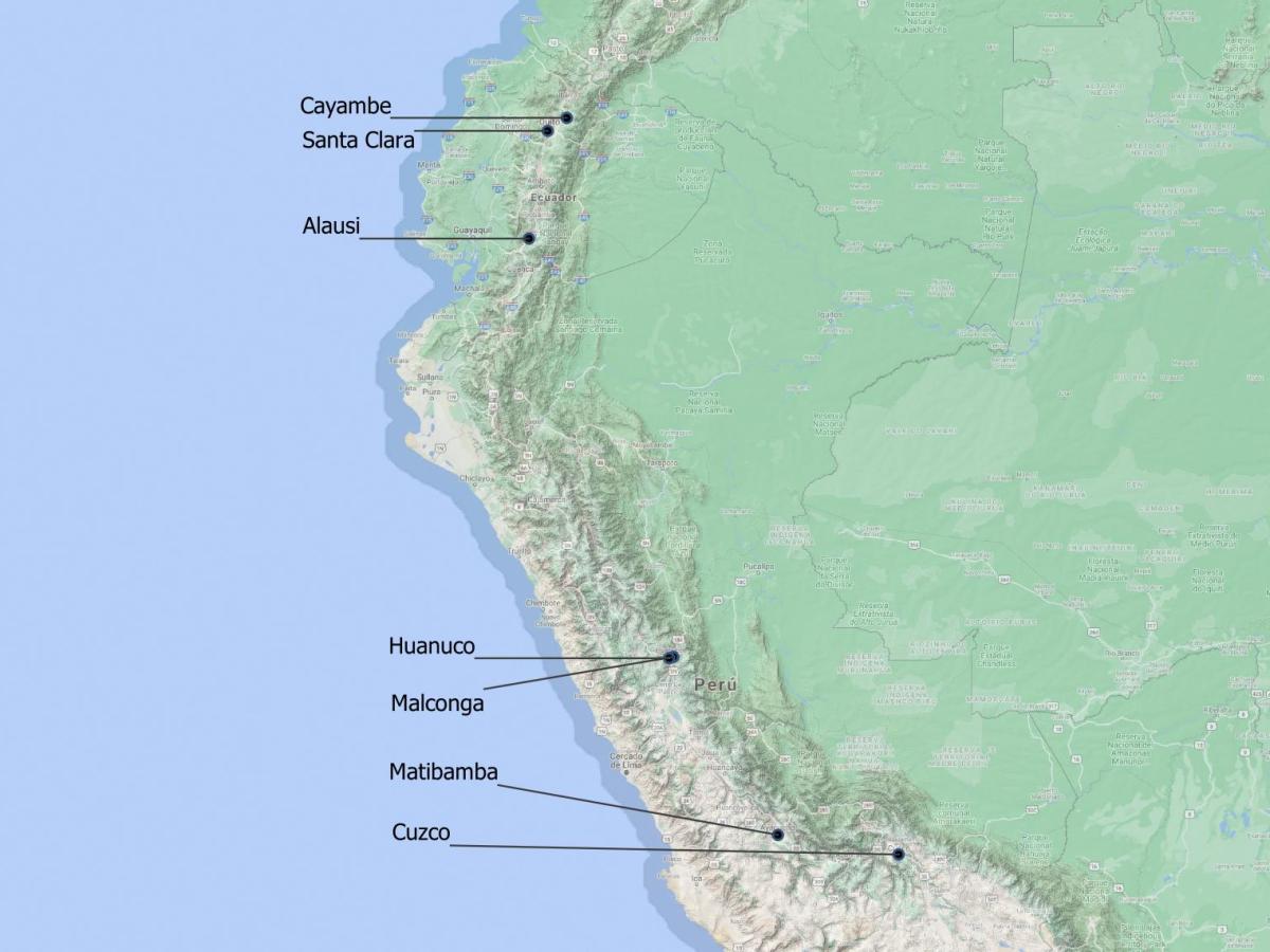 Cayambe Mitma Sites After Incan Conquest:&nbsp;Map