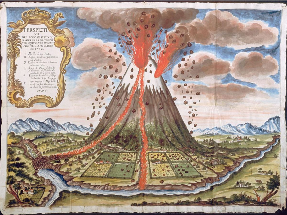 Perspectiva del Bolcan de Tunguragua en la Provincia de Quito y de su Erupción el Día 23 de Abril de 1773:&nbsp;Map